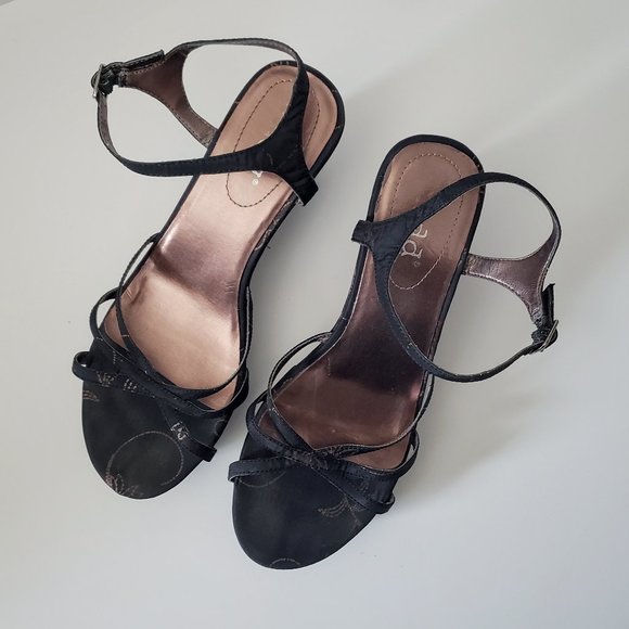 Mudd | Black and Gold Wedge Heeled Strappy Sandals - Picture 1 of 5